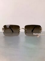 Clover Rimless Small Square Sunglasses Brown 1