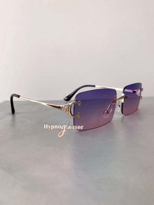Clover Rimless Small Square Sunglasses Purple 2