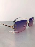 Clover Rimless Small Square Sunglasses Purple 4