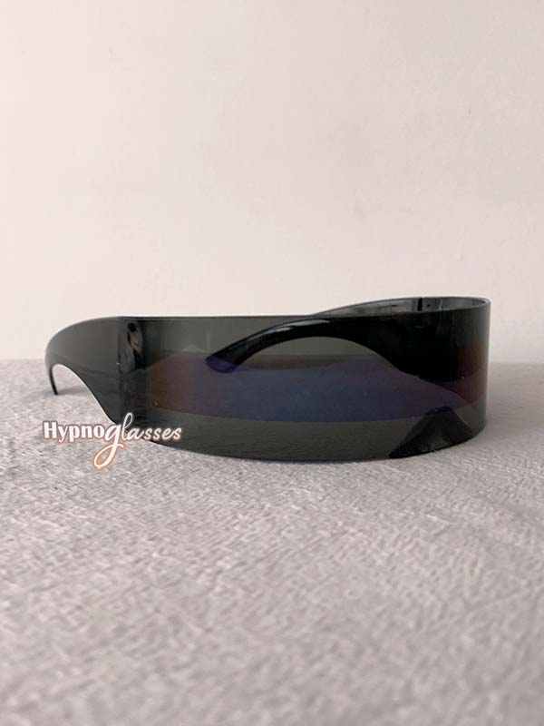 Cypher Futuristic Shield Sunglasses Black