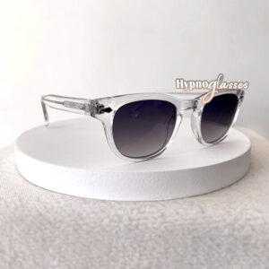 Benjamin clear frame acetate sunglasses with black nylon lenses side