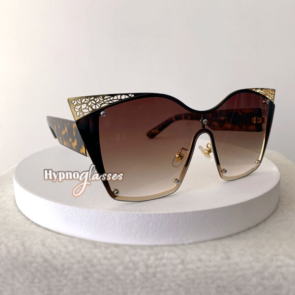 Brown oversized cat eye sunglasses "Darla" with gradient brown lenses - side view