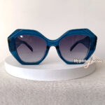 Blue geometric cat eye sunglasses "Monaco" with gradient black lenses