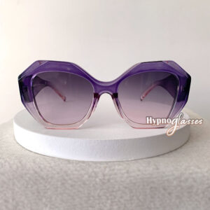 Purple geometric cat eye sunglasses "Monaco" with gradient gray lenses