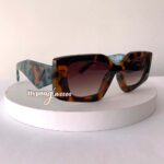Granite green leopard tie dye geometric sunglasses