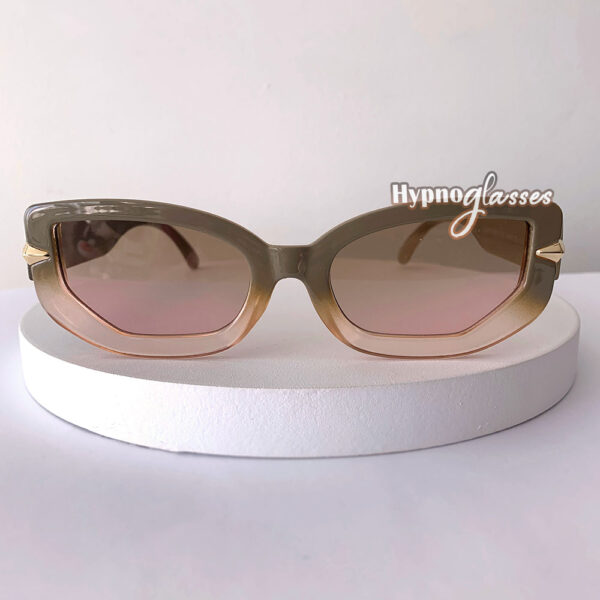 Mabel small beige brown rectangle sunglasses for women and men
