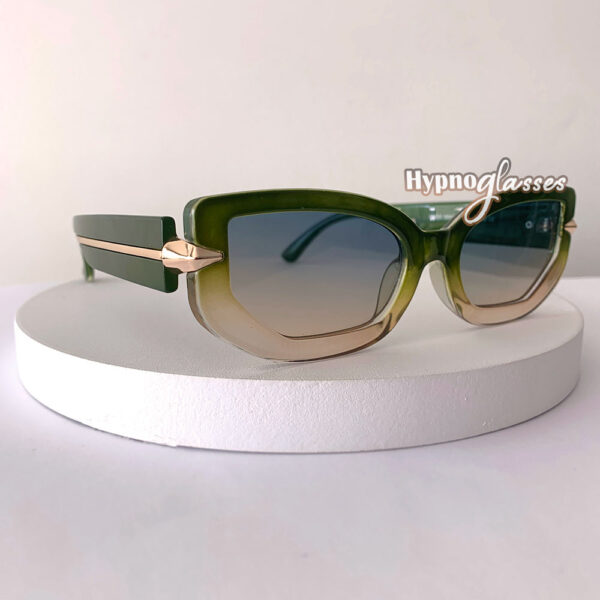 Mabel small green rectangle sunglasses for women and men side