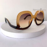 Oasis beige brown oversized big oval sunglasses frame