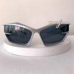 Cyborg silver gray cat eye futuristic sunglasses