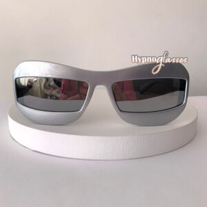 Robo silver gray wraparound futuristic sunglasses