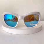 Sci fi white mirror cat eye futuristic sunglasses