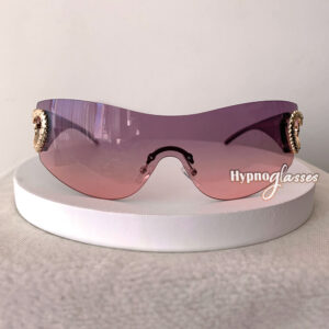 Soulmate pink purple wraparound rimless sunglasses