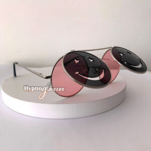 Smiling pink round flip up sunglasses frame