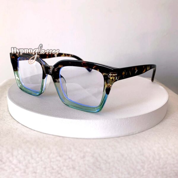Jari blue leopard square glasses frames side