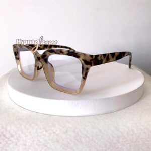 Jari beige leopard square glasses frames side