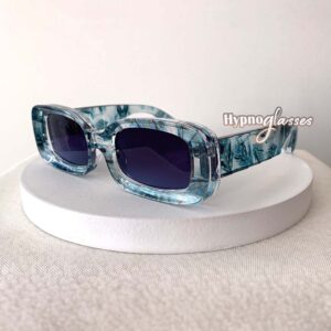 Kenji clear frame blue small rectangle sunglasses side