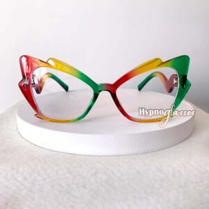 Amaya green rainbow cat eye blue light glasses