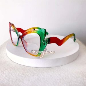 Amaya green rainbow cat eye blue light glasses frame