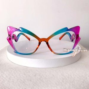 Amaya hot pink rainbow cat eye blue light glasses