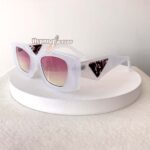 Rumi white pink geometric sunglasses frame