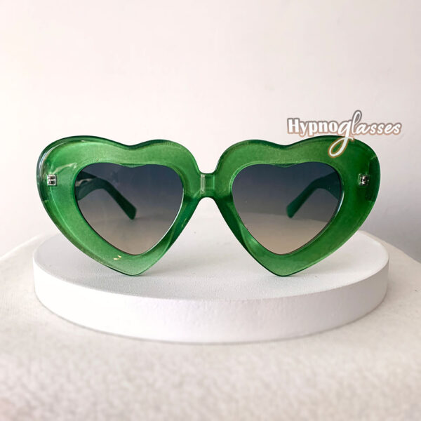 Carys green oversized heart sunglasses
