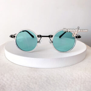 Aoi clear frame blue small round sunglasses