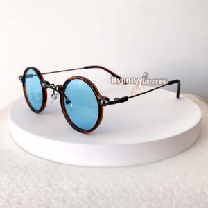 Aoi leopard blue small round sunglasses frame