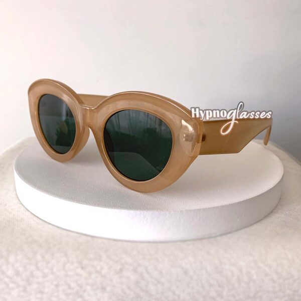 Yuki beige oversized retro cat eye sunglasses frame