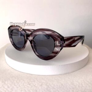 Yuki brown striped oversized retro cat eye sunglasses frame
