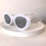 Yuki white oversized retro cat eye sunglasses frame