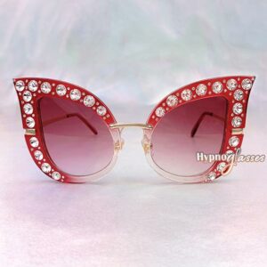 Cathy Rhinestone Cat Eye Sunglasses Red 1