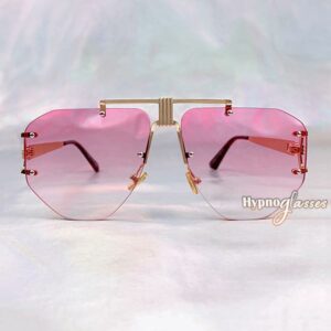Eir Rimless Aviator Sunglasses Pink 1