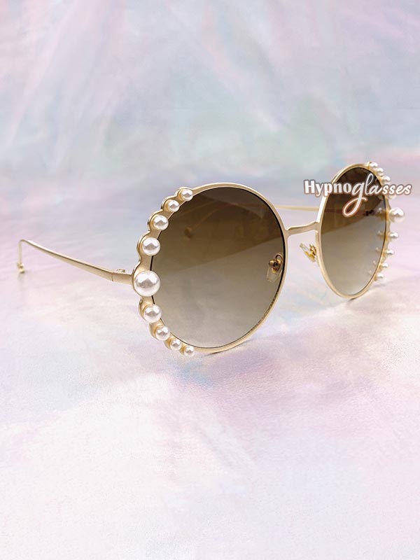 Pearl Round Sunglasses Brown 2