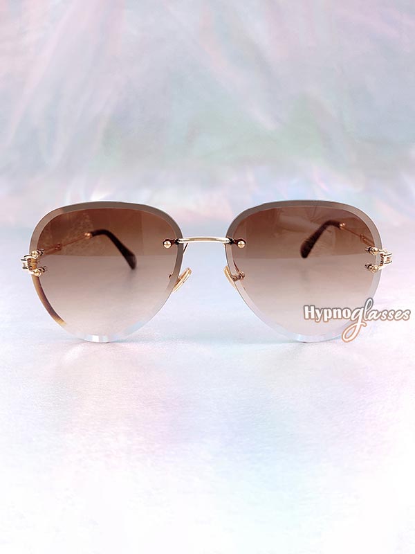 Linda Rimless Aviator Sunglasses Brown 1