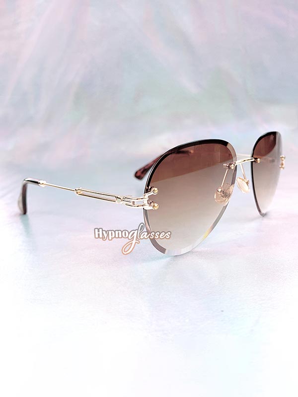 Linda Rimless Aviator Sunglasses Brown 2