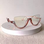 Pink cat eye blue light glasses - semi transparent frame