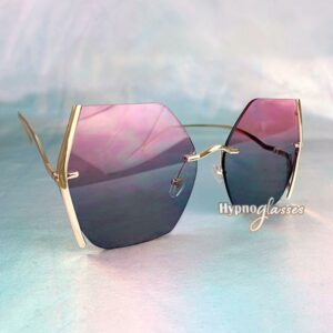 Mia Butterfly Rimless Sunglasses Gray Pink 2