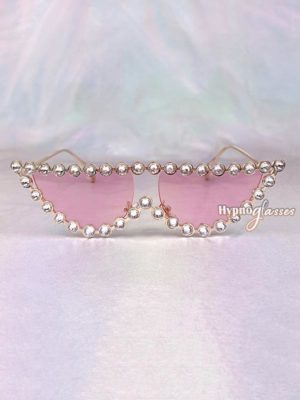 Catwalk Small Cat Eye Rhinestone Sunglasses Pink 1