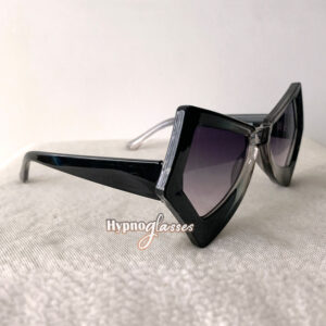 Black semi-transparent futuristic geometric sunglasses "ibiza" - side