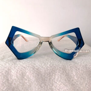 Clear lens blue futuristic geometric sunglasses "ibiza"