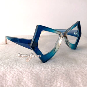 Clear lens blue futuristic geometric sunglasses "ibiza" - side