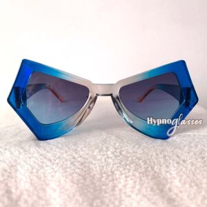 Blue semi-transparent futuristic geometric sunglasses "ibiza"