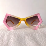 Pink yellow semi-transparent futuristic geometric sunglasses "ibiza"