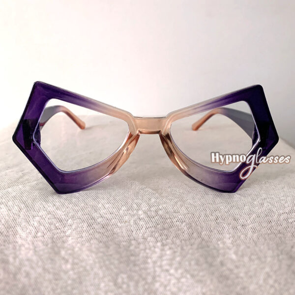 Clear lens purple futuristic geometric sunglasses "ibiza"