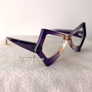 Clear lens purple futuristic geometric sunglasses "ibiza" - side