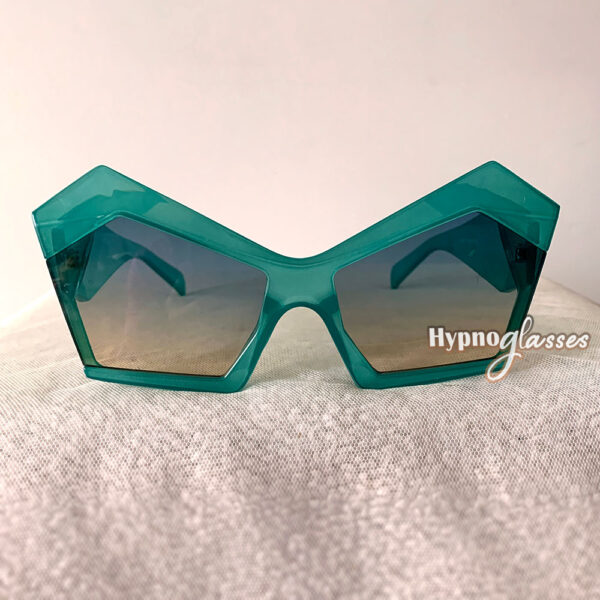 Teal futuristic oversized cat eye sunglasses "Fuji"