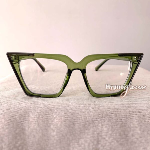 Karla green clear lens pointy cat eye sunglasses