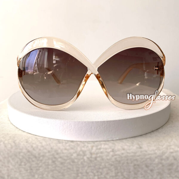 Clear frame oval sunglasses for women "Malta" with brown lenses