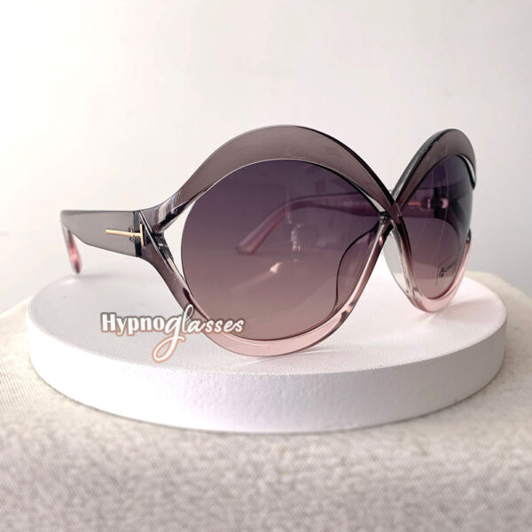 Semi-transparent oval sunglasses for women "Malta" with gray lenses - side view
