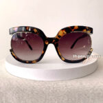 Brown leopard oval sunglasses for women "Libra" with gold sides